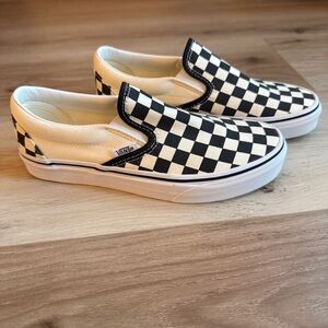 Vans Black‎ and White Checkerboard Slip-Ons NWOT never worn
